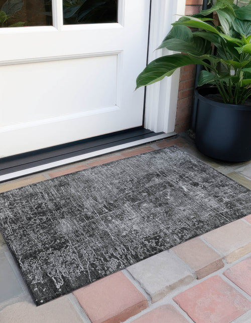 Load image into Gallery viewer, 2&#39; X 3&#39; Gray Abstract Washable Non Skid Indoor Outdoor Area Rug
