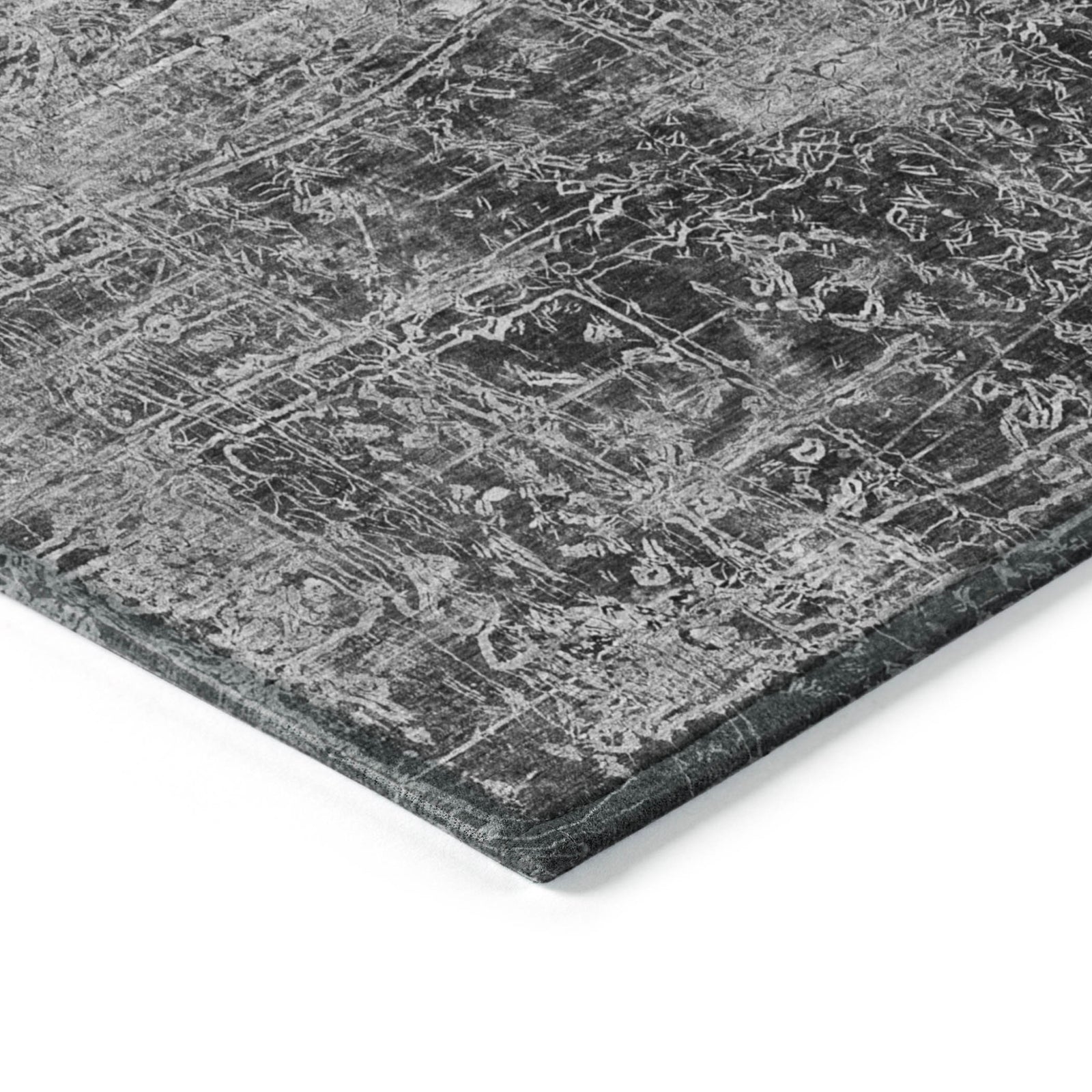 2' X 3' Gray Abstract Washable Non Skid Indoor Outdoor Area Rug