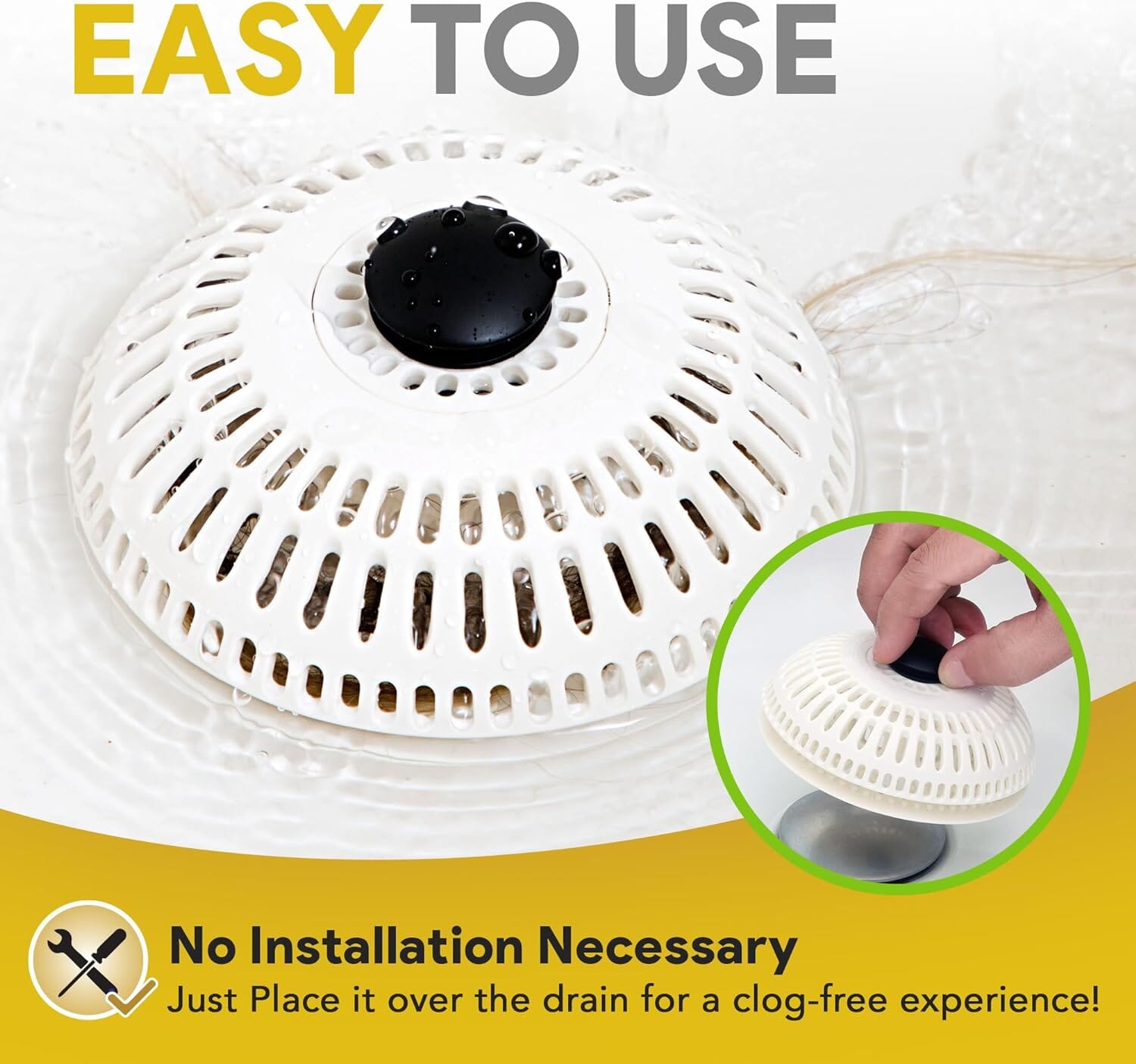 ShowerShroom Stealth Shower Hair Drain Catcher - Hair Stopper for Shower Drain, Bathtub, and Bathroom Sink