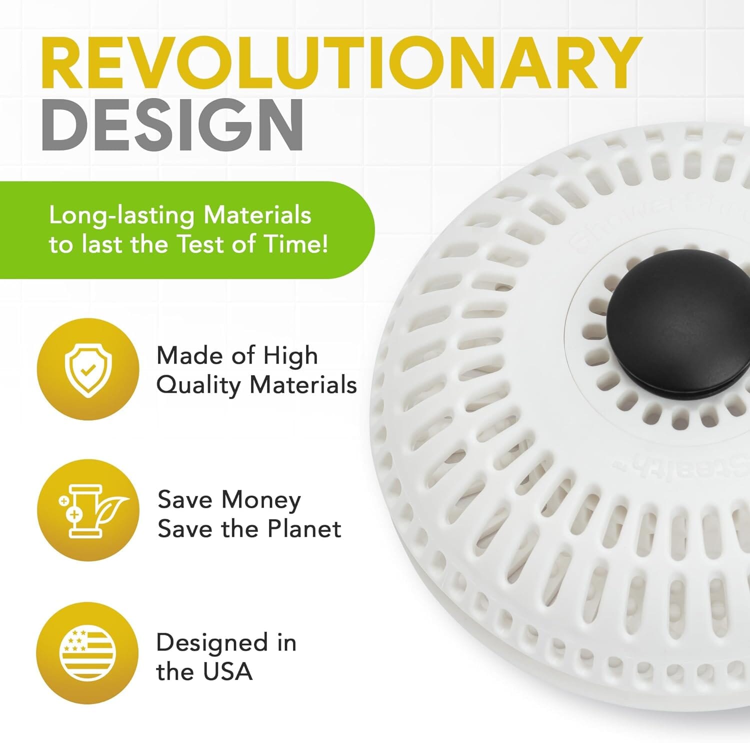 ShowerShroom Stealth Shower Hair Drain Catcher - Hair Stopper for Shower Drain, Bathtub, and Bathroom Sink
