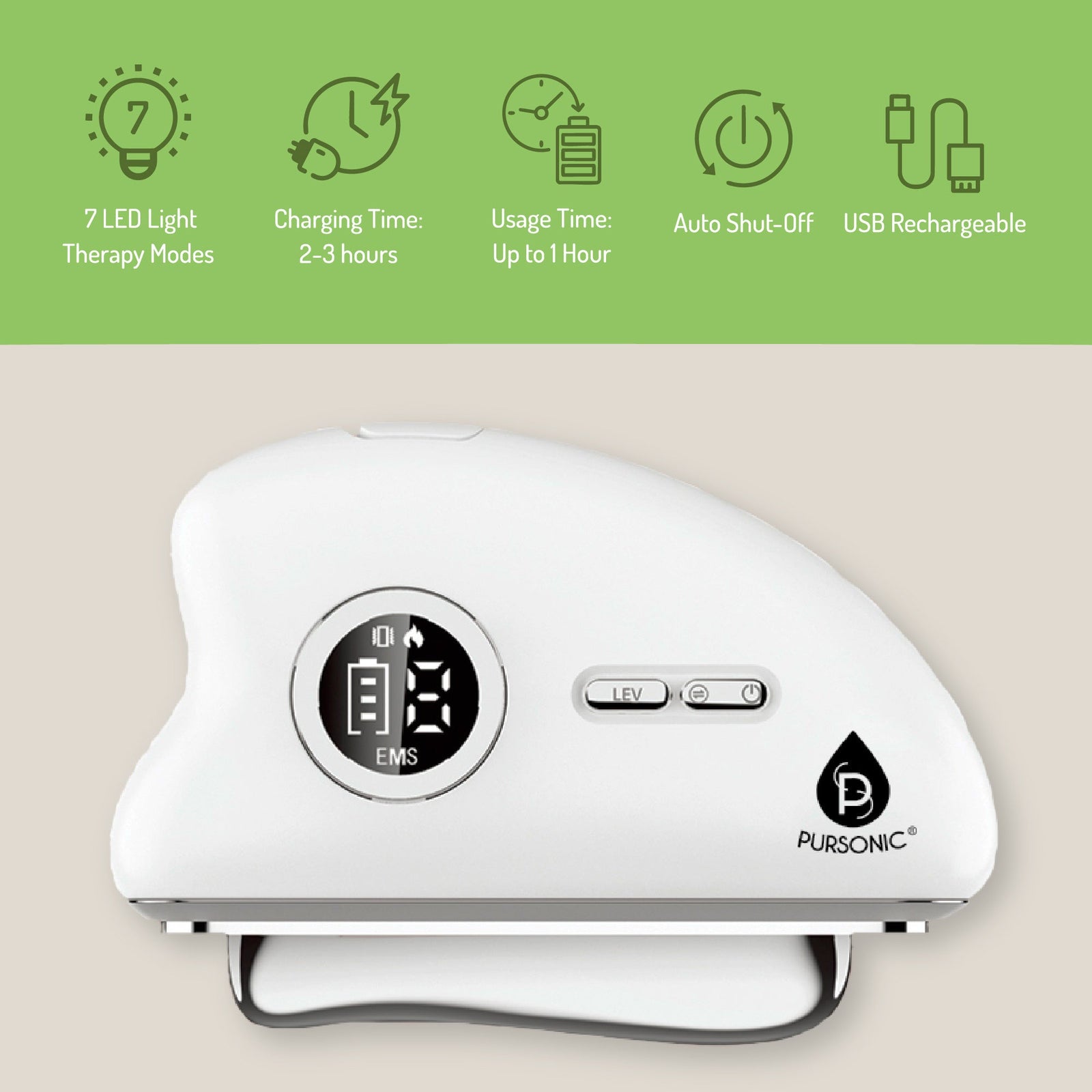 Pursonic 7-in-1 LED Light Therapy Beauty Wand